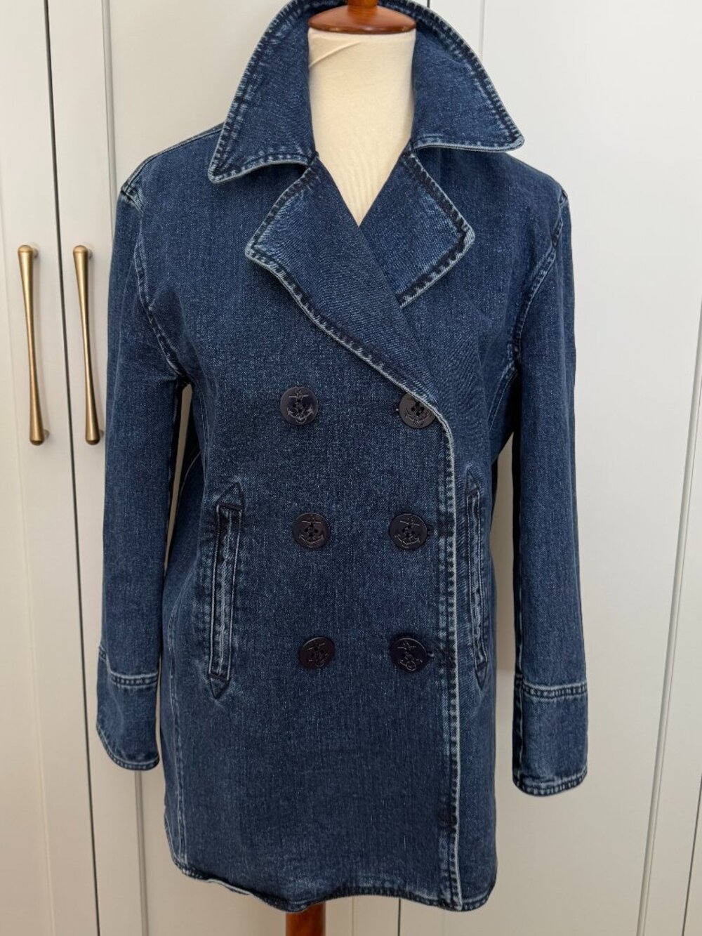 Lauren Ralph Lauren Petite Denim Nautical Peacoat Size P